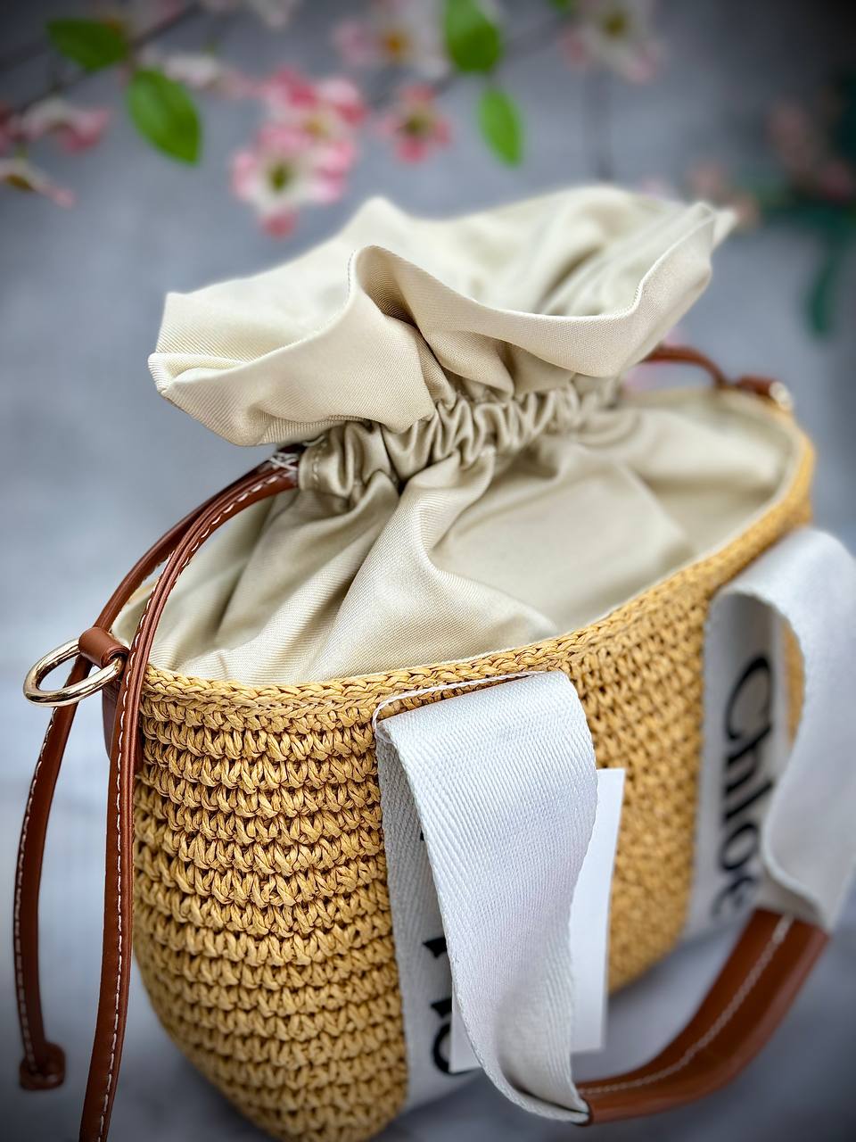 Woody Small raffia bucket bag