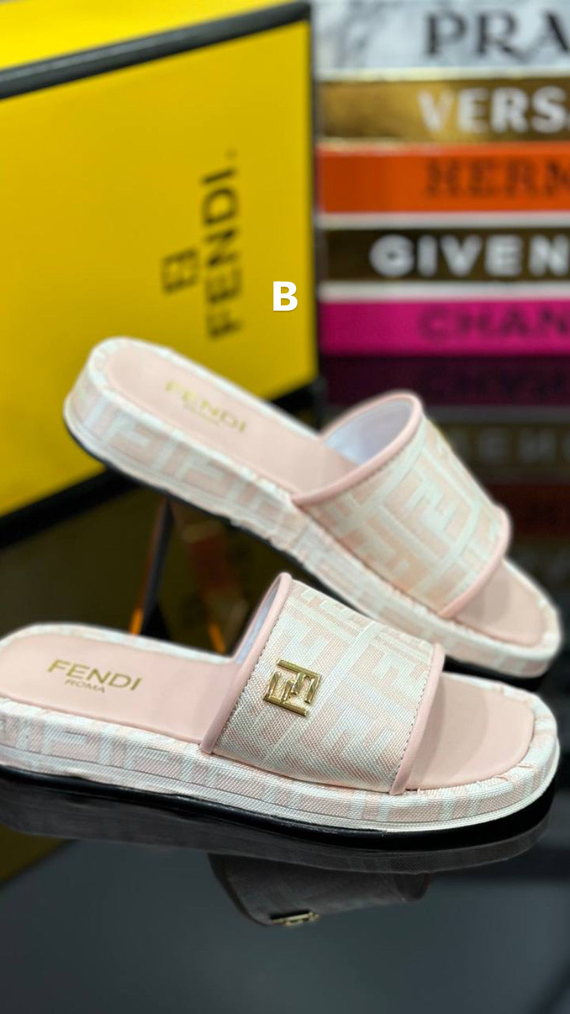 Fendi Logo Buckle Slippers