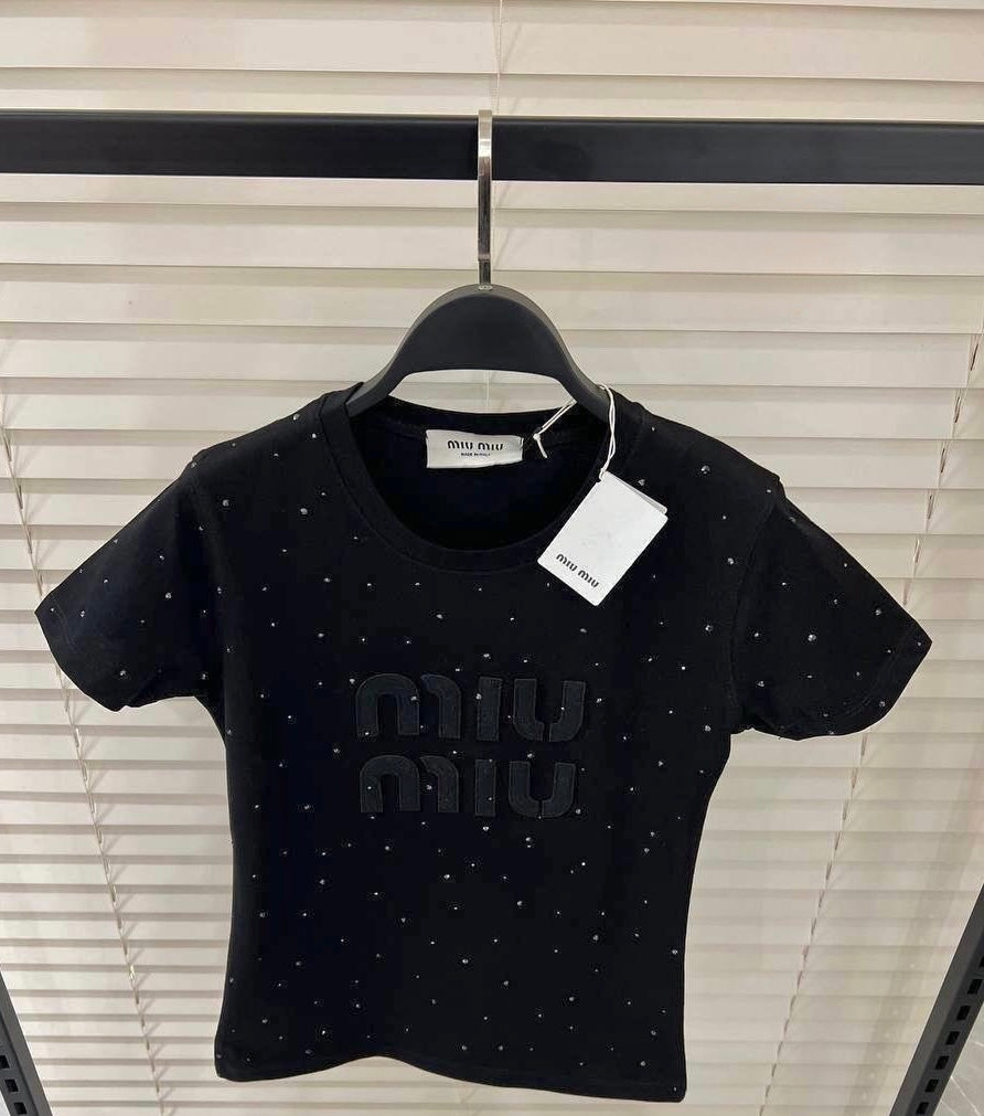 Crystal-embellished miu miu T-shirt